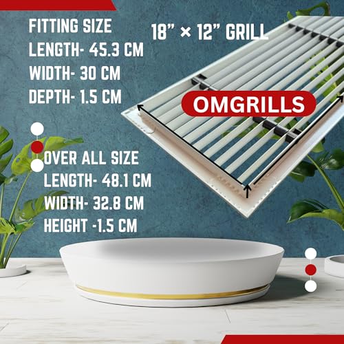 Image of Aluminium Powder Coated liner Grill, Grill for duct,ac jali, hvac, ventilation grill, home grill, ac louver grill,Return Air Grill for Wall, Sidewall and Ceiling (WHITE, 18 inch*12 inch)