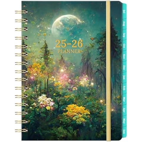 2025-2026 Planner - Academic Planner 2025-2026, 6.4" x 8.5", Jul.2025 - Jun.2026, 2025-2026 Academic Planner Weekly Monthly with Green Tabs, Strong Twin-wire, Back Pocket Cover