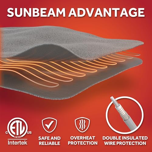 Image of Sunbeam Electric Throw Royal Mink Sherpa Heated Blanket, 4 Heat Settings, 4-Hour Auto Shut-Off, Fast Heating, Luxurious and Ultra Comfy, Cabernet Color, 50 inch x 60 inch