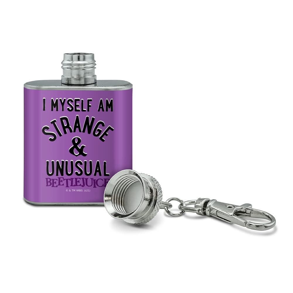 Beetlejuice Strange and Unusual Stainless Steel 1oz Mini Flask Key Chain