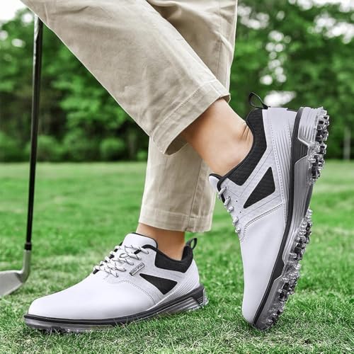 Image of ULTIANT Men's Golf Shoes Fixed Nailless Sole Waterproof Lightweight No-Slip Walking Shoes
