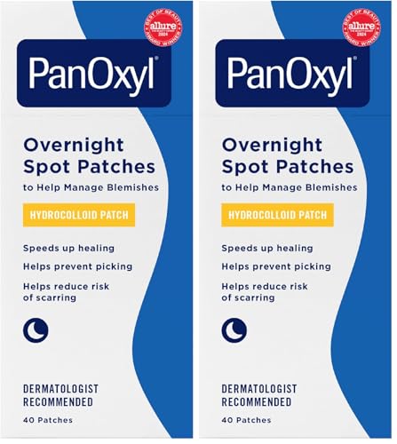 PanOxyl PM Overnight Spot Patches, Advanced Hydrocolloid Healing Technology, Fragrance Free, 40 Count (Pack of 2)