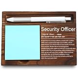 VYNWPDFLI Security Officer Desk Gift, Funny Job Definition Engraving, Unique Appreciation Gift for Guards & Patrol Officers, Wooden Sticky Note Holder, 6.4*4.6*0.6 inches,LQQ47