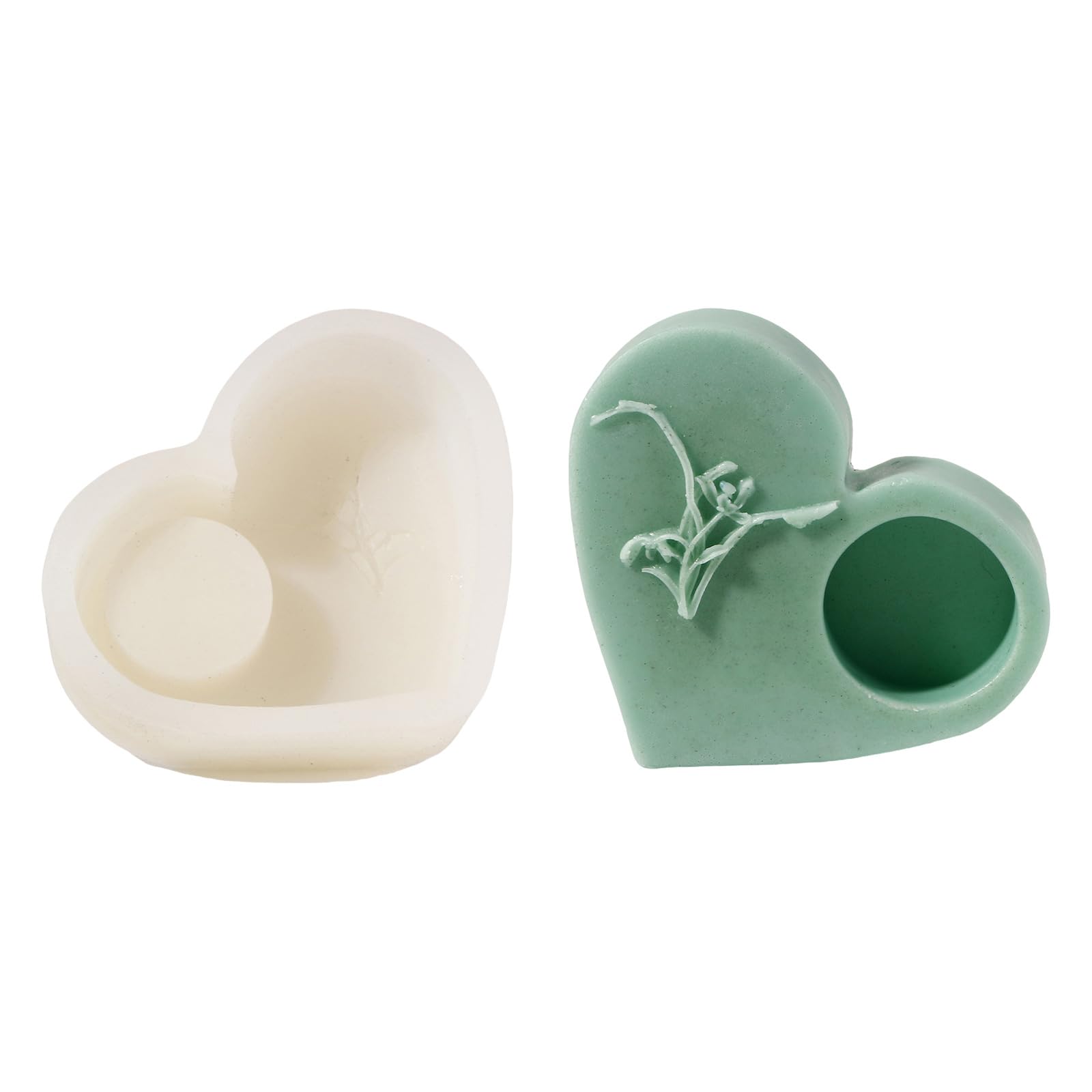 Oxxggkao Embossed Heart Shaped Silicone Holder Molds Epoxy Resin Silicone Molds for Tealight Holder Candlestick Soap Resin Epoxy