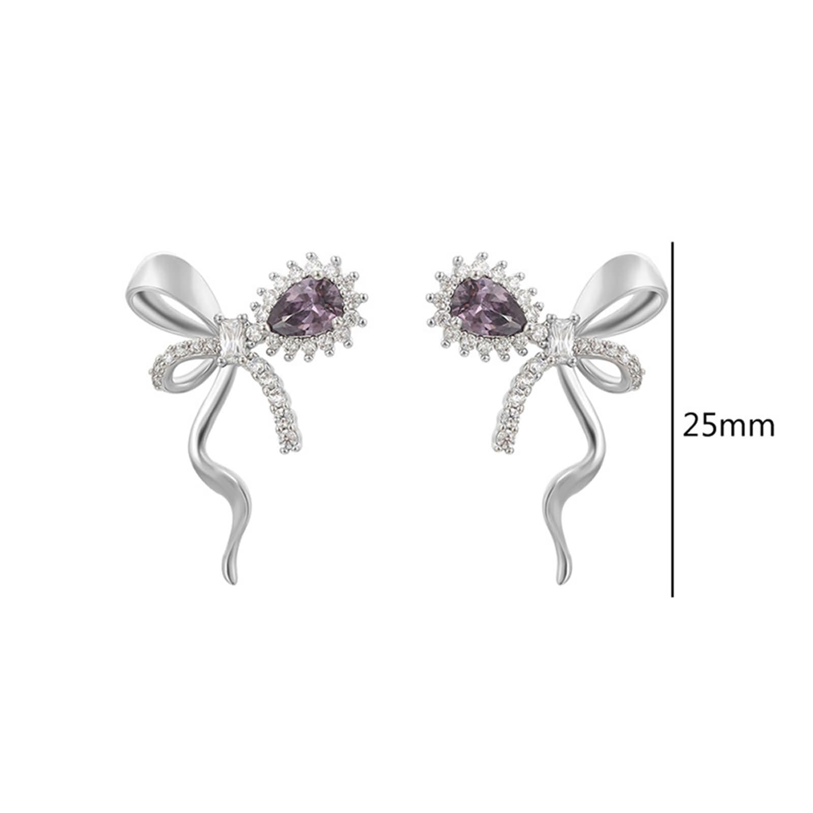 Pendientes con nudo de mariposa, amatista y moissanita