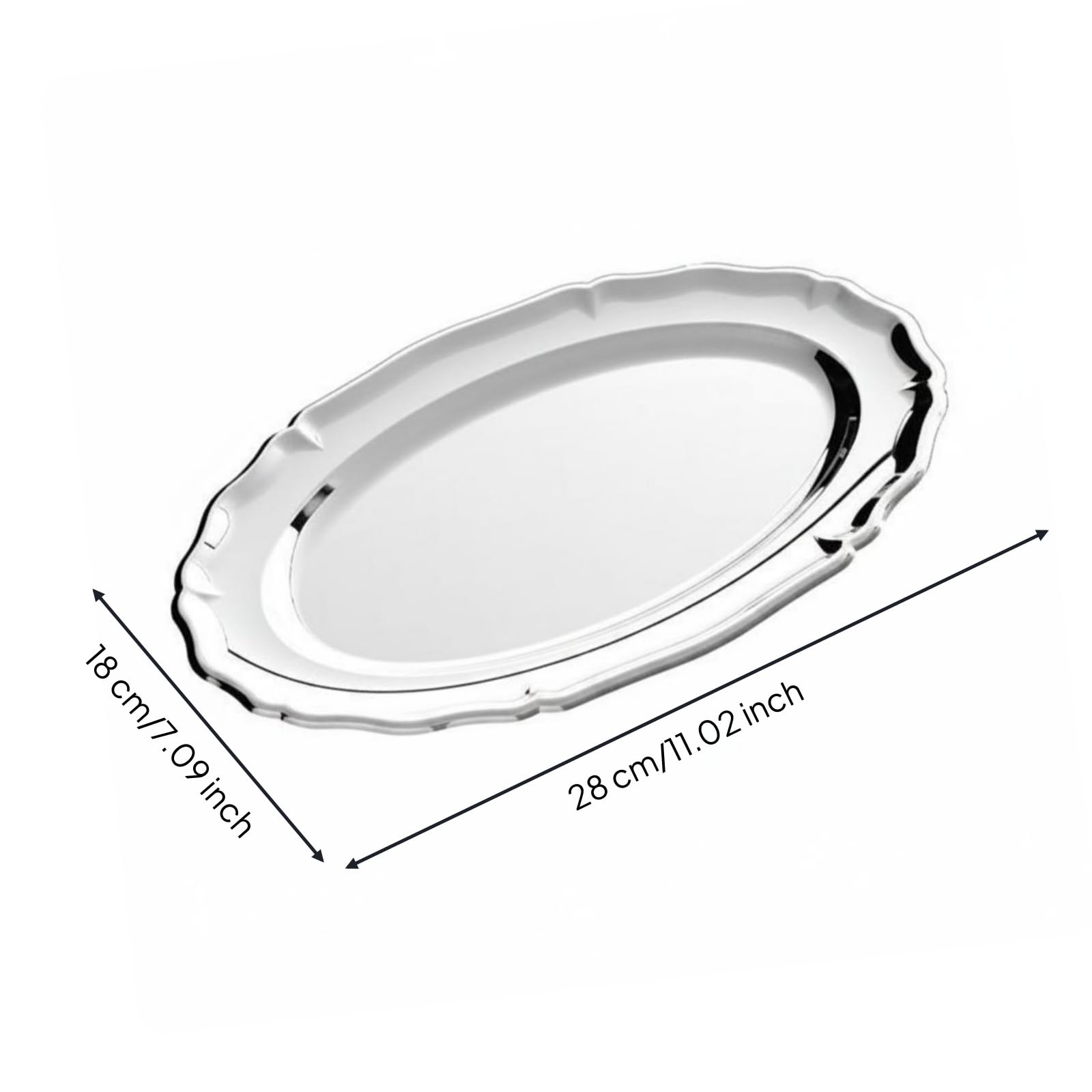 Piatto da Portata Ovale Vassoio Piatto Dessert Antipasti in Acciaio Inox Spesso Design Raffinato Cura Semplice Adatto a Ristoranti Presentazioni Tavola, Piatto Da Portata Ovale Francese