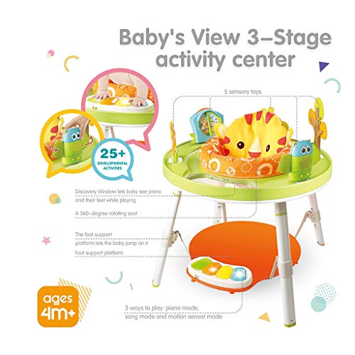 Baby Bouncers and Jumpers, Baby Walkers for Girls/Boys, Bounce Round Entertainer, Sit-to-Stand Activity Center, 3-in-1 Activity Walker and Rocker with Jumping Board and Feeding Tray (Lion Style)
