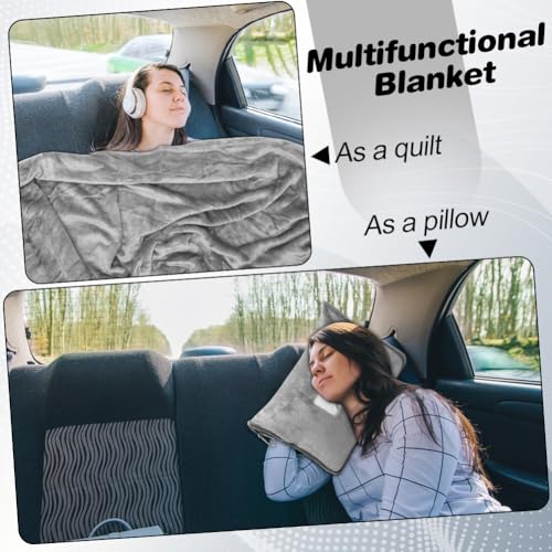 2 in 1 Reisedecke & Reisekissen mit Reißverschluss, Multifunktionales Kissen, Weiche & Warme Flugzeugdecke Kuscheldecke Kopfkissenbezug Kompakte Decke für Flugzeug, Auto, Büro,127x152cm