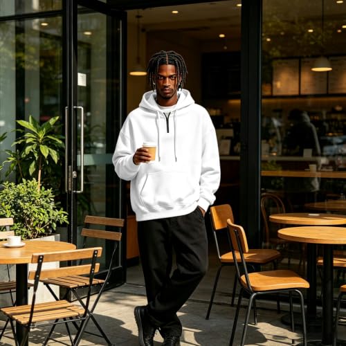 Fleece Hoodie Men Comfy Quarter Zip Pullover Sweatshirt Sweat Shirts - image 7