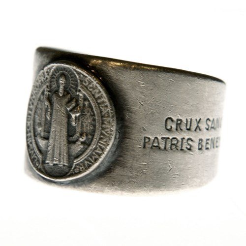 St. benedict silver ring