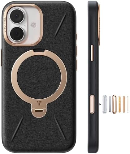 （02:00時点） TORRAS iPhone 17 用 ケース【新感覚レザー・スキンタッチ】Ostand Q3 レザートーン MagSafe対応 リング スタンド 360°定点回転 縦横両対応 マグネット搭載 革 カメラコントロールボタン 米軍規格 耐衝撃 指紋防止 こくよう・ブラック