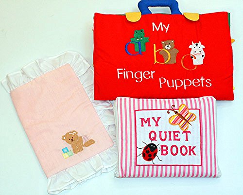 布絵本My abc Finger puppets&MY QUIET BOOK New Version ピンクストライプ おまけ付きピローケース プレイ&ラーンギフトセット