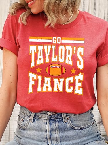 Go Taylor's Fiance Shirt for Women, Teens and Kids Funny Football Season Distressed Graphic Tee3
