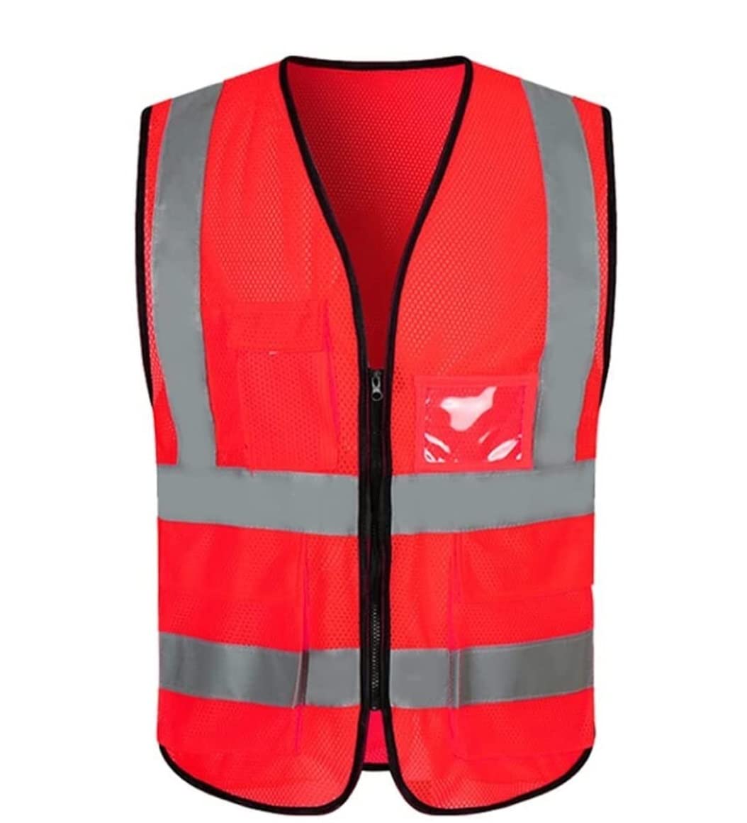 Gilet de Sécurité Veste Gilet de travail respirant à haute visibilité Plein air Gilet de Sécurité (Color : Rot, Size : 3XL)