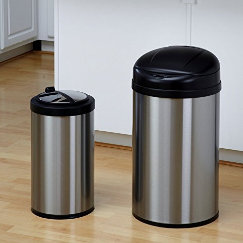 Image of Nine Stars Combo Touchless Stainless Steel 10.5 and 3.2 Gallon Trash Can