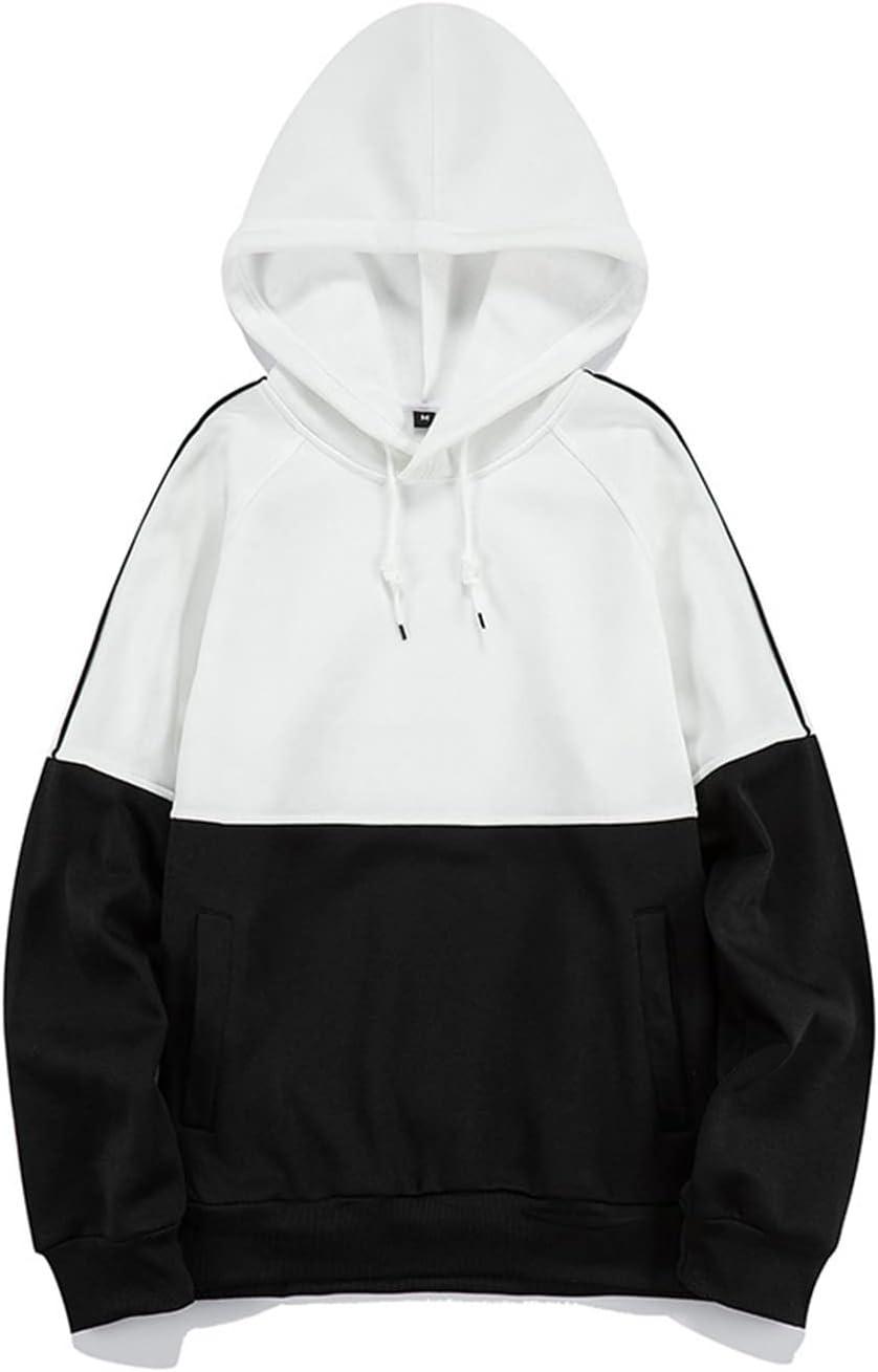 DGHM-JLMY Men's Simple Sport Stitching Casual Hoodies Multicolor Panel Sweatshirt Hip Hop Sweatshirt Trendy Hood Pullover