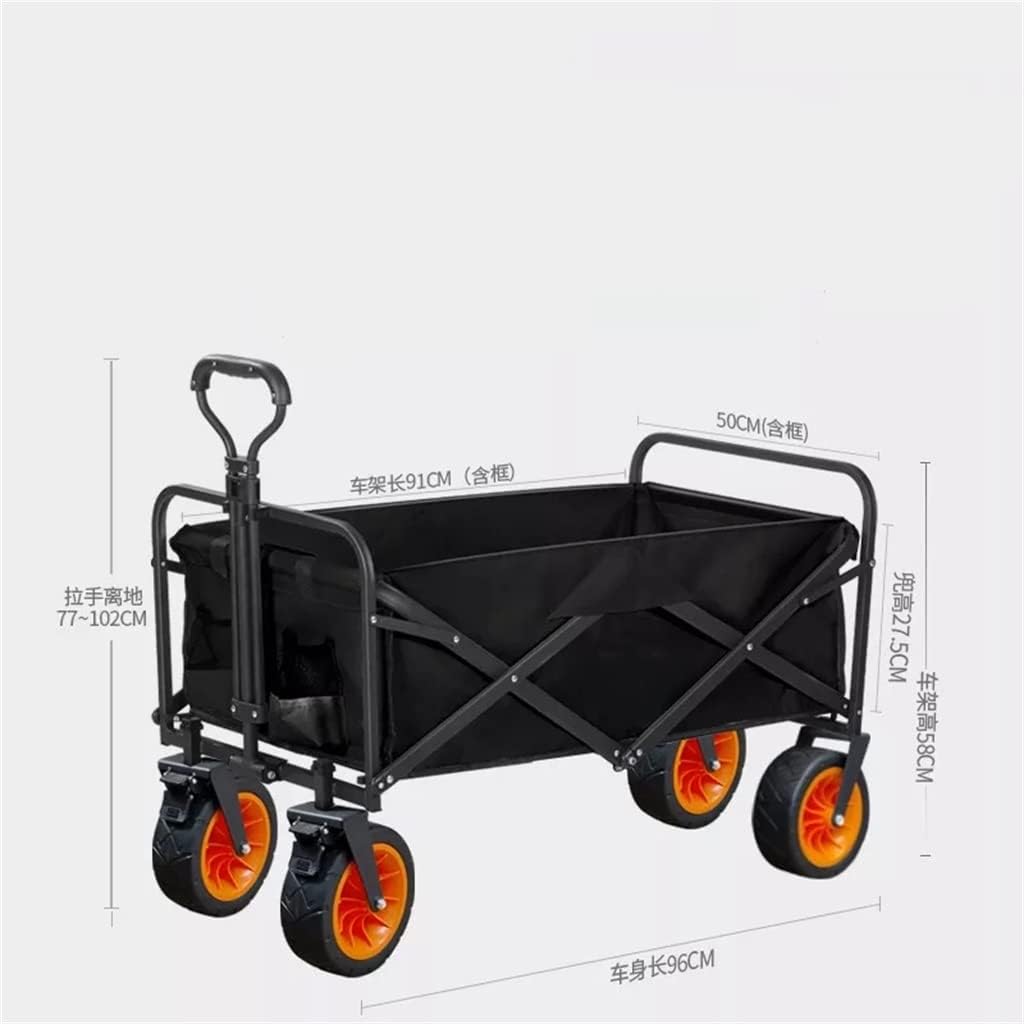 JSEIAJB Outdoor Utility Wagon 8" Wheel Portable Camping Cart Garden Shop Sport Beach Hand Trolley Bearing 120 kg(Black)