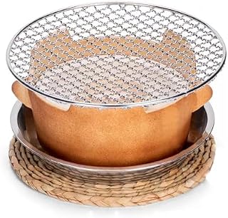Hornillo de Barro para Camping, pequeño Horno de Barro para Asar, Parrilla para Barbacoa, Compacto y Elegante, Resistente a Altas temperaturas, con asa, Apto para Uso doméstico (27 x 15 cm/1