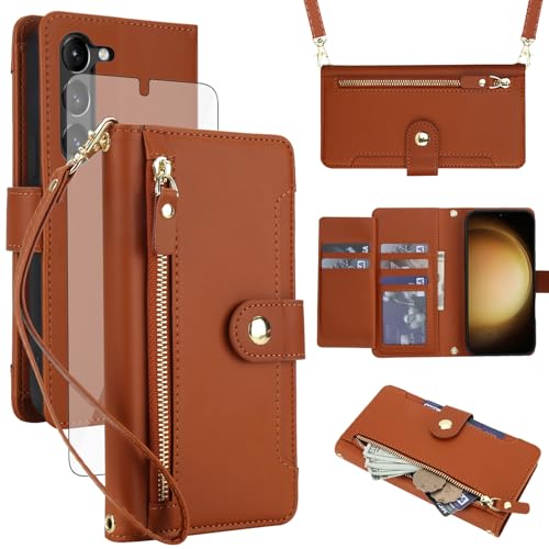 Coque Samsung S23 Plus Asuwish avec fermeture éclair et protège-écran