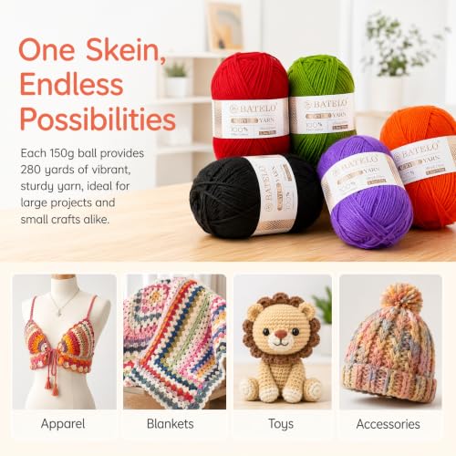 Image of 2 Pcs Crochet Yarn, Soft and Fluffy Acrylic Yarn, 4ply DK (Light), 262yd(150g) - Wine Red