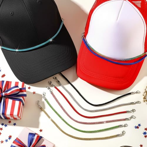 Image of Geyoga 9 Pcs Trucker Hat Chains Trucker Hat Charms Women Man Bill Decoration Detachable DIY Metal Chain for Mesh Baseball Cap(Colorful,Diamond)