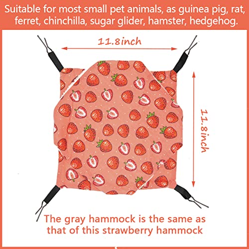 Image of LEFTSTARER Triple-Layer Sugar Glider Hammock Small Pet Animal Cage Accessories Bed for Rat Guinea Pig Ferret Hamster Chinchilla Playing Sleeping (1pcs Grey &1pcs Strawberry)