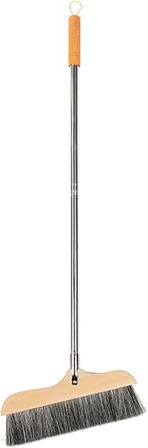 Housoutil Escoba para interiores y exteriores con mango largo de 35.4 pulgadas, escobas angulares para limpieza de suelos, escoba barrida para el