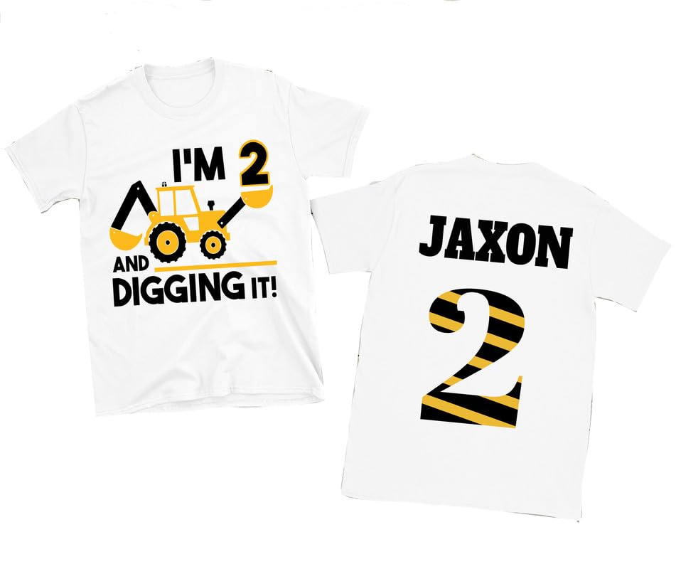 Construction 2nd Birthday Shirt I'm Two Year Old Baby Boy T-Shirt for Toddler Digging It Theme Kids Tees Personalized Shirt3