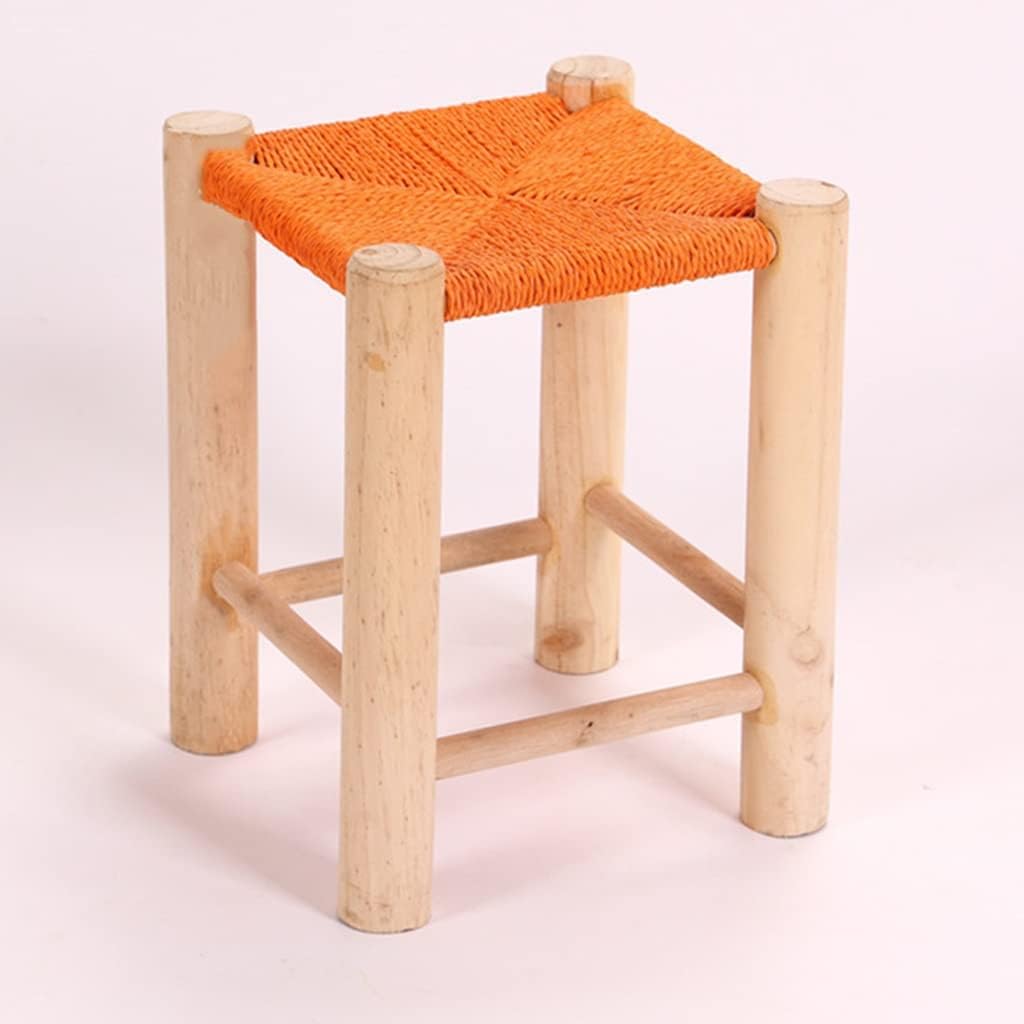 TemkIN Wooden Woven Stool, Rattan Dining Stool, Home Living Room Porch Shoe Changing Square Stool, Hemp Rope Rattan Anti-wear Adult Seat (Color : Brown, Size : 27 * 27 * 28cm)