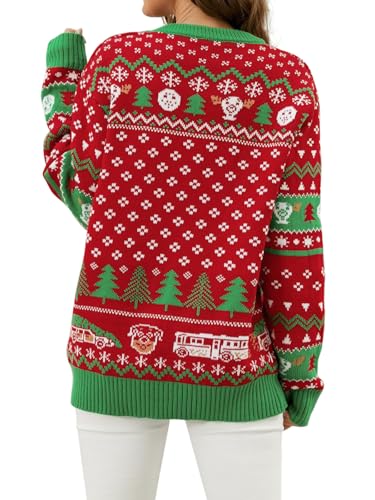Women's Ugly Christmas Sweaters Warm Knitted Christmas Sweaters Crew Neck Holiday Pullovers Funny Xmas Tops2