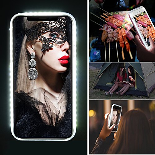 Wellerly iPhone Xs Max Case, LED Illuminated Selfie Light Cell Phone Case Cover [Rechargeable] Dual Light Up Luminous Selfie Flashlight Case for iPhone Xs Max 6.5inch (Rose Gold) - Thumbnail 2