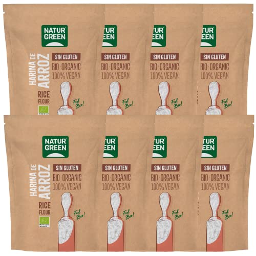 NaturGreen - Harina de Arroz, Arroz Blanco Molido, Ecológico, Condimento Bio, 100% Vegano, Sin Gluten - 500 g, Pack 6 Unidades