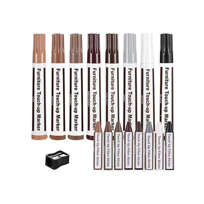 Buy Furniture Markers,Set of 17 Wood Repair Markers Touch Up Filler Wax Sticks with Sharpener