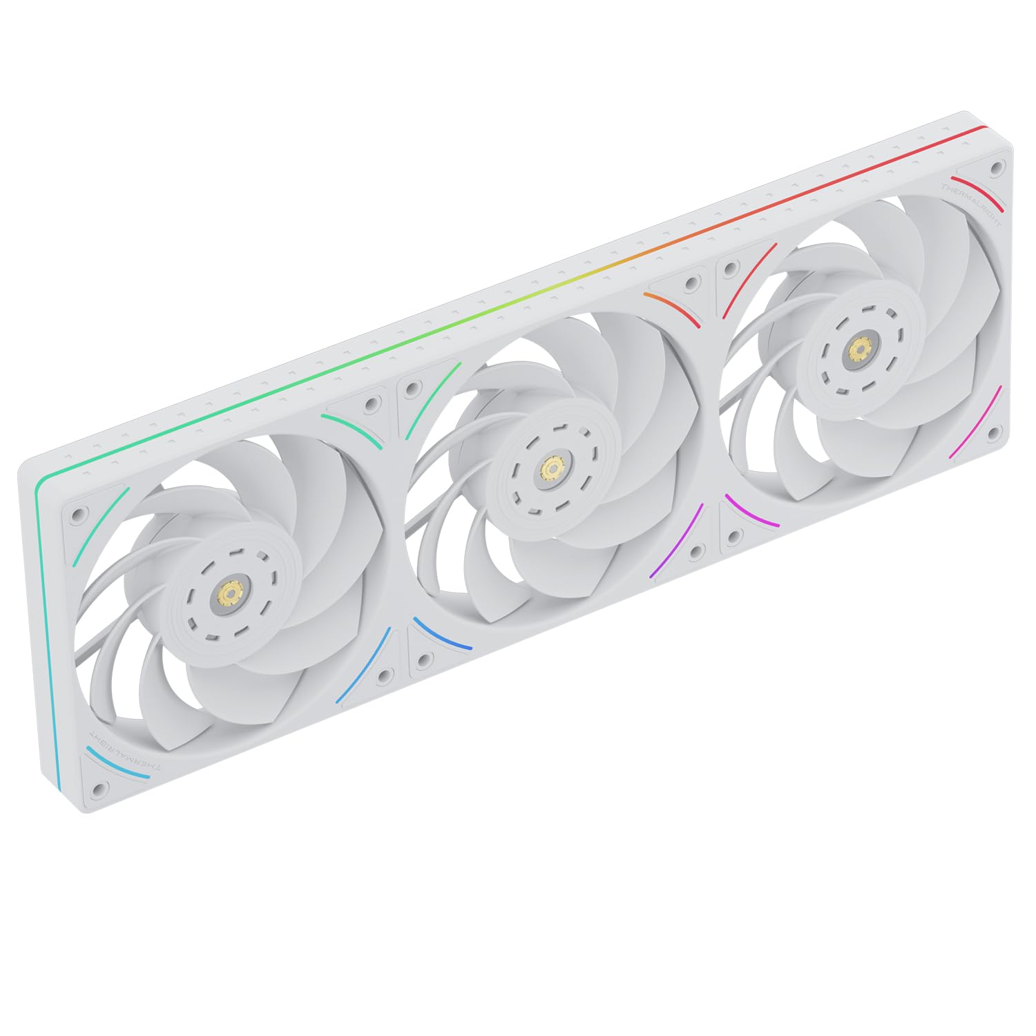 Thermalright TL-UB36RW - Ventola silenziosa da 120 mm, funzione PWM, fila 3 ventole retroverse, per raffreddamento a liquido CPU e raffreddamento case, bianco, con striscia luminosa ARGB da 5 V