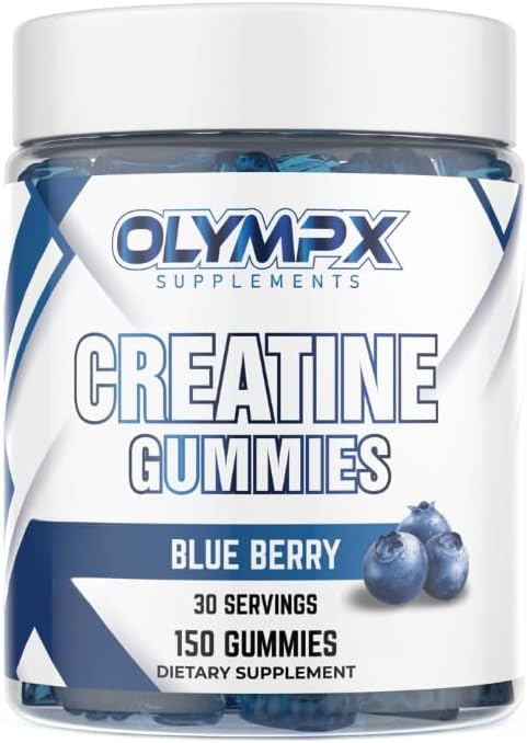Creatine Monohydrate Gummies - 30 Servings, 5g per Serving, Blueberry (150 Count)
