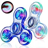 Gigilli Fidget Spinners for Kids 2 Pack, Light up Sensory Fidget Toys Adults Kid 4-8-12, Glow in The Dark ADHD Autism Toys 5-7 Boys Girls, LED Classroom Prizes Christmas Stocking Stuffers Mini Fidgets