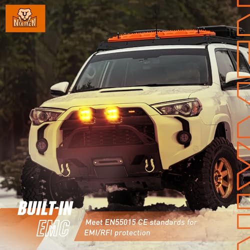 Image of Nilight 3 Inch Cube Amber LED Pod Light Bar 20 W 1240LM Super Flood Screw-Less Offroad Driving Work Lights w /16AWG DT Wiring Harness Kit for Truck UTV 4x4 ATV Motorcycle