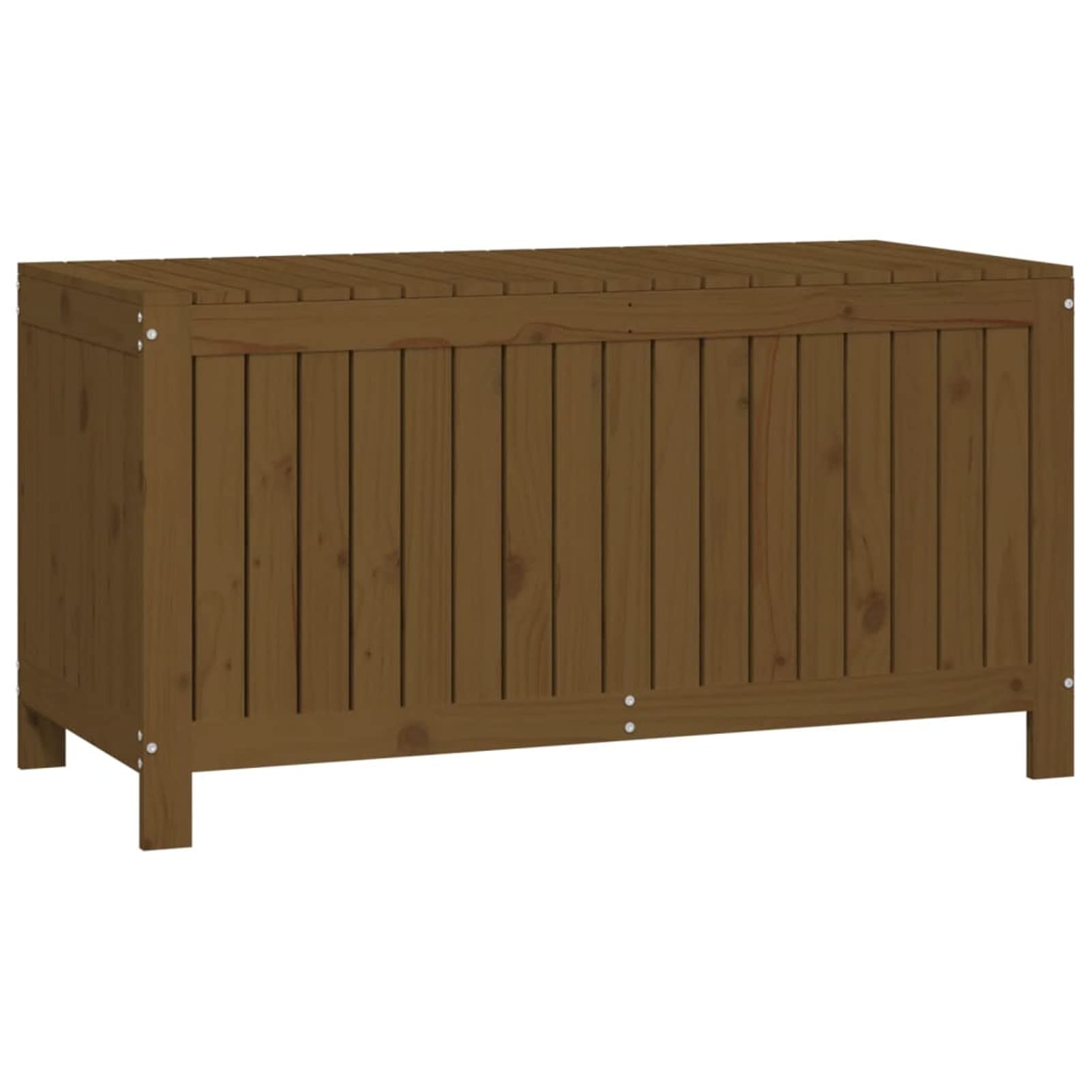 Homgoday Gartentruhe Kissentruhe Auflagenbox Kissenbox Gartenbox Aufbewahrungsbox Gartentruhe Holztruhe Deckel mit Gasdruckfeder | für Garten Terrass Honigbraun 121x55x64 cm Massivholz Kiefer