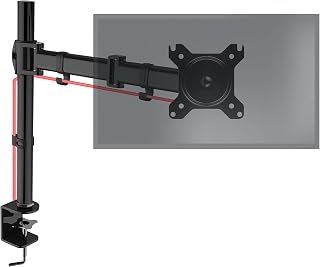 Duronic DM251X3 PC Monitor Arm Stand Desk Mount Bracket Clamp Single LCD | LED |13"-27" (Tilt ±45°|Swivel 90°|Rotate 360°)