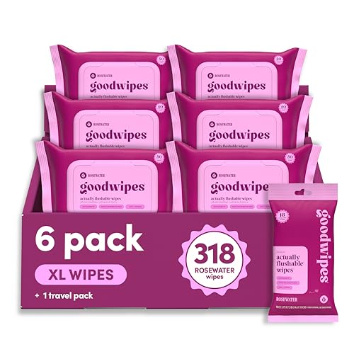 goodwipes Flushable Butt Wipes - Vitamin E & Aloe - Sewer & Septic Safe - Extra Large Adult Wet...