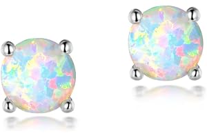 White Gold Plated Flower Opal Stud Earrings: Hypoallergenic, Petite Elegance for Women