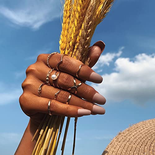 Image of YEEZII Gold Knuckle Ring Set for Women, Boho Stackable Finger Midi Rings
