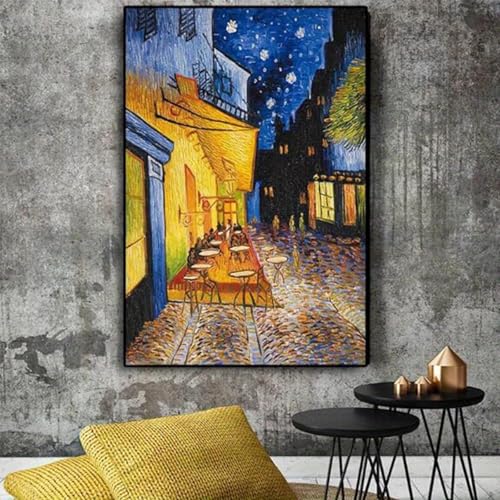 Tableau Cafe Terrace at Night pour salon : grand poster de nuit 80x123cm