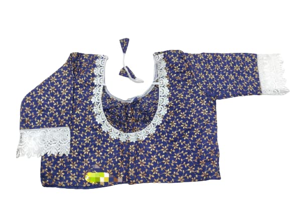 Lulu Cotton Women's Readymade Stitched Cotton Design Zari Round Neck Blouse (Alterable)