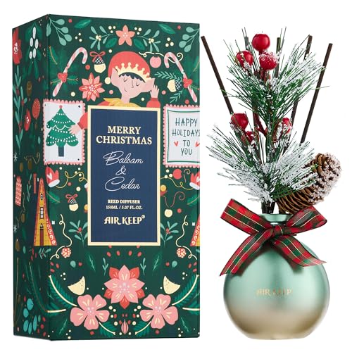 Airkeep-Reed-Diffuser-Set-507-oz150ml-Balsam-Cedar-Christmas-Scented-Diffuser-with-8-Oil-Diffuser-Sticks-Home-Fragrance-Essential-Oil-Reed-Diffuser-for-Home-Room-Bathroom-Shelf-Decor Airkeep Reed Diffuser Set 507 oz150ml Balsam Cedar Christmas Scented Diffuser with 8 Oil Diffuser Sticks Home Fragrance Essential Oil Reed Diffuser for Home Room Bathroom Shelf Decor
