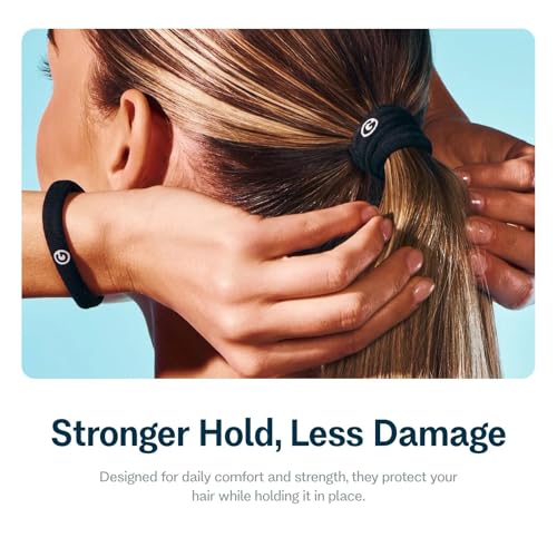 Gimme Beauty Medium Hair Bands Seamless Nylon - Low Profile Hair Accessory - Snag Free Tie for Firm, Lasting Hold - Soft, Non-Slip Ponytail Holder for Women - Cool Colors, 12-Pack - Thumbnail 4