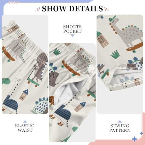 ZZXXB Lovely Dino Riding Boys Long Pants Soft Trousers Elastic Waist Kids Lounge Bottoms with Pockets S-XL4