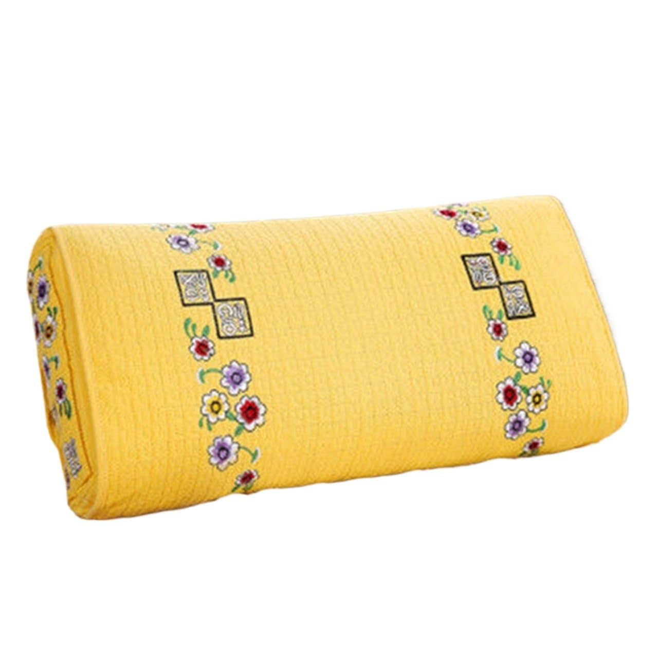 MFJGHU Buckwheat Pillow Folk Square Cotton Embroidered 3-Layers Of Cervical(Argento)
