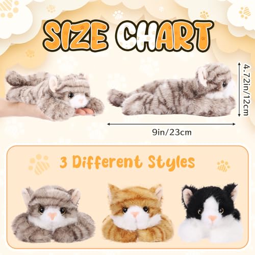 Image of 3 Pcs 9 Inch Cat Stuffed Animal Plush Gift Baby Shower Party Favors Cute Kitten Plush Toys Small Cat Stuffed Animal Soft Sleeping Supplies for Boys Girls Toddlers Birthday(Sweet Style)