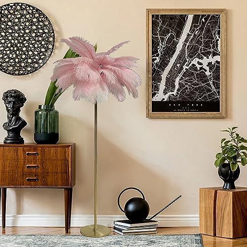 Lámpara de pie de plumas de avestruz regulable con diseño elegante para el hogar 4